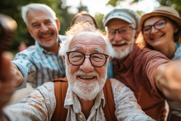 Group of senior friends taking selfie
