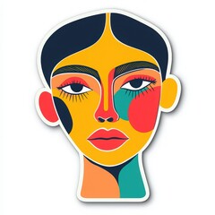 Colorful abstract portrait of a woman showcasing vibrant facial features and artistic expression, perfect for modern designs.