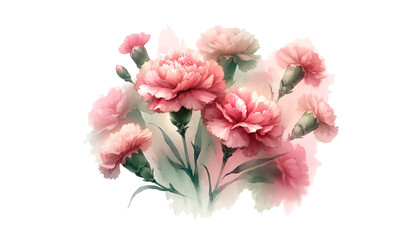 ピンクのカーネーションの水彩画