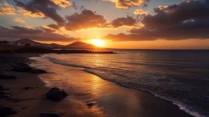 Obraz premium Playa Blanca sunset view