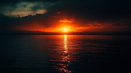 Fototapeta premium Dark lake sunset.