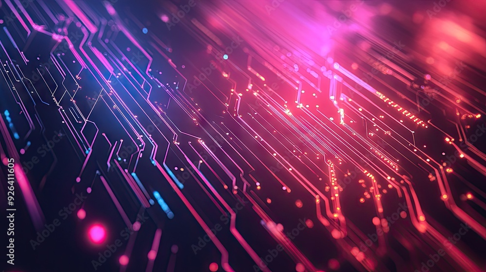 Poster abstract ai background with glowing circuit lines and digital design. perfect for technology logos, 