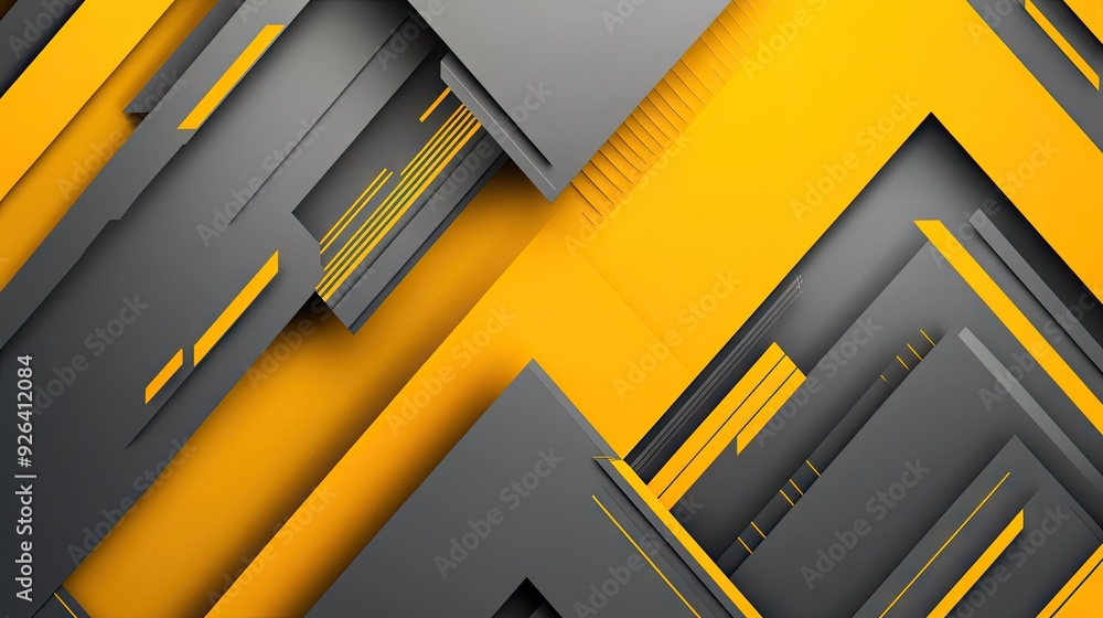 Poster abstract background with geometric yellow-grey triangle arrows creating a modern, futuristic look. t