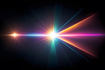 Colorful rays of light radiating from a central point.