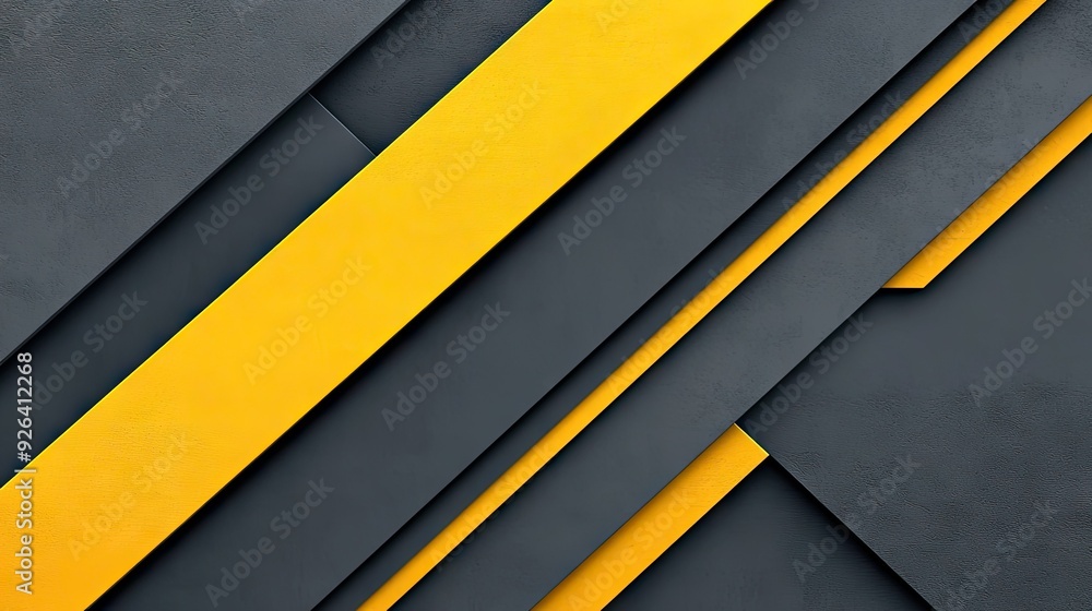 Poster abstract background with geometric yellow-grey triangle arrows creating a modern, futuristic look. t