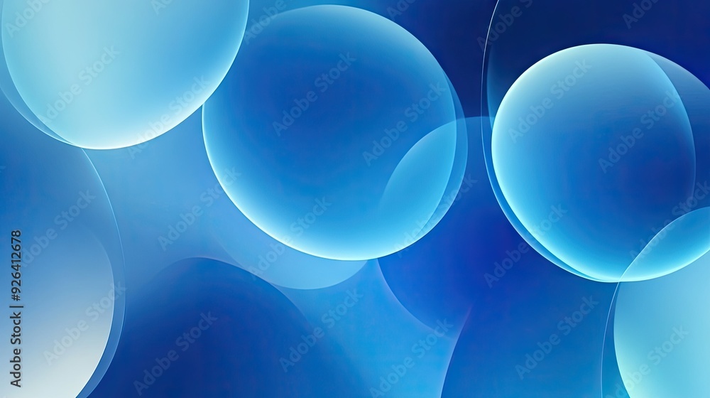 Poster abstract blue gradient round shapes with a neumorphism effect. light, clear background ideal for sty