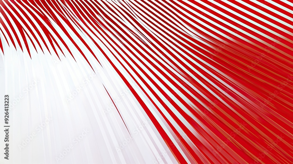Poster abstract design featuring bold red and white stripe lines on a gradient white background. modern and