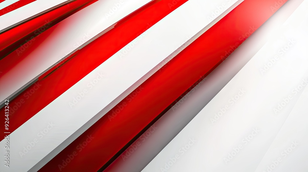 Poster abstract design featuring bold red and white stripe lines on a gradient white background. modern and