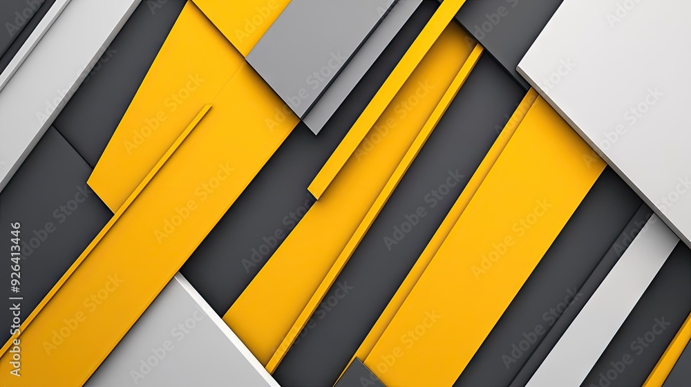 Fototapete abstract design with yellow-grey triangle arrows creating a dynamic geometric pattern. the modern, f