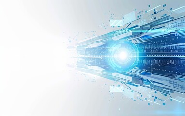 Obraz premium Abstract Futuristic Background with Blue and White Technology Elements.