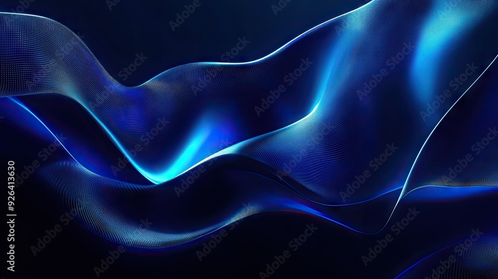 Poster abstract futuristic background with dynamic blue glowing curved lines. the modern shiny design eleme