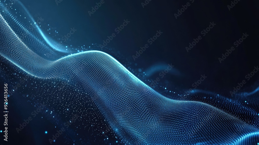 Poster abstract futuristic background with dynamic blue glowing curved lines. the modern shiny design eleme