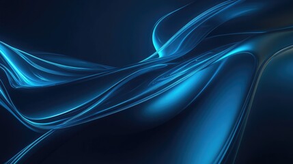 Obraz premium Abstract futuristic design featuring smooth, glowing blue curved lines. Ideal for technology themes, business banners, and modern visual elements.