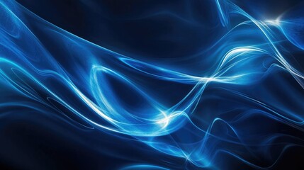 Fototapeta premium Abstract futuristic design featuring smooth, glowing blue curved lines. Ideal for technology themes, business banners, and modern visual elements.