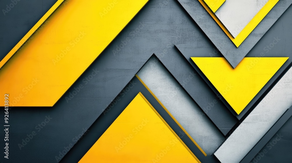 Fototapete abstract geometric design featuring yellow and grey triangle arrows pointing in different directions