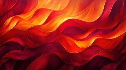 Obraz premium Abstract waves of red and orange, creating a dynamic and warm visual effect.