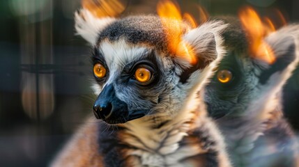 Obraz premium A lemur staring at the camera with a curious expression on its face.