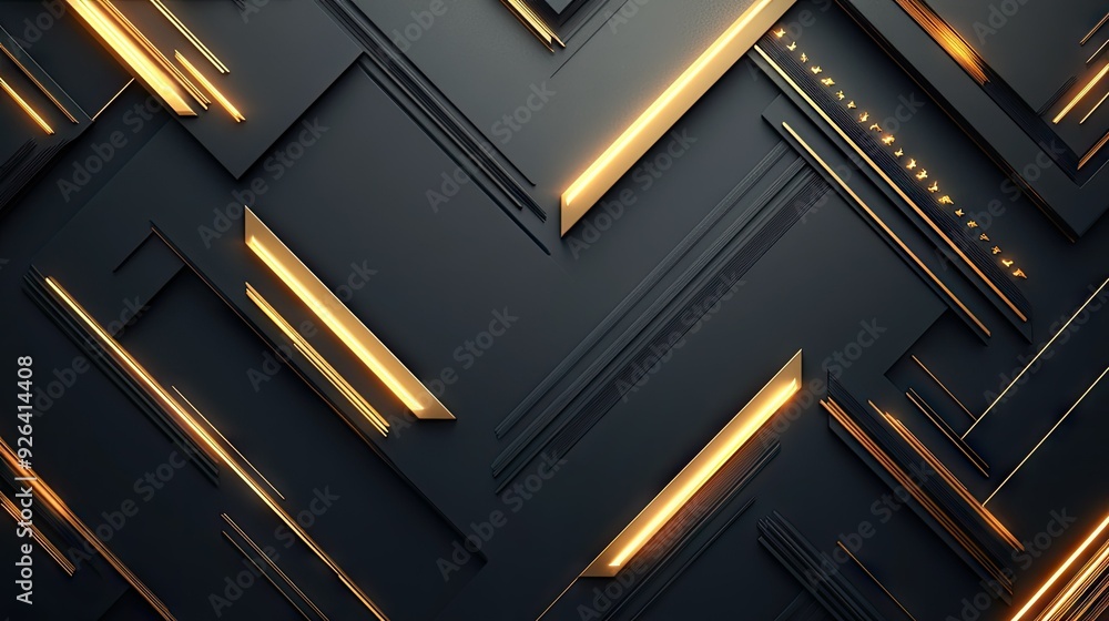 Aufkleber abstract grey background with shimmering gold arrows in geometric arrangements. the design is modern