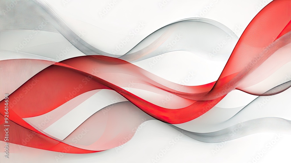 Poster abstract red and gray pattern on a white background, featuring ample blank space for text or graphic