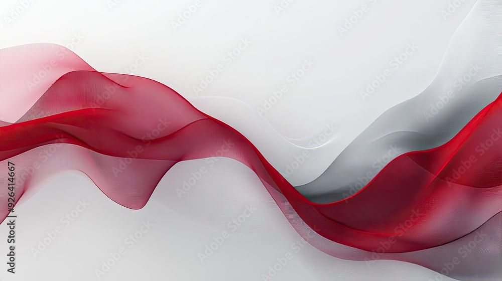 Poster abstract red and gray pattern on a white background, featuring ample blank space for text or graphic