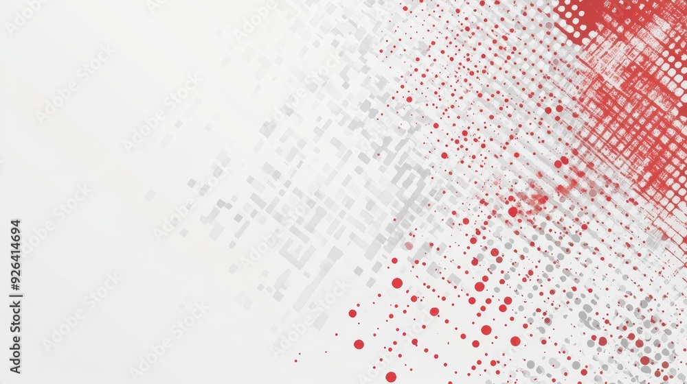Poster abstract red and gray pattern on a white background, featuring ample blank space for text or graphic