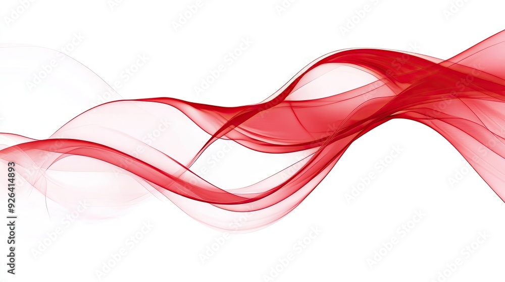 Poster abstract red curve design on a clean white background, featuring smooth and flowing lines. ideal for