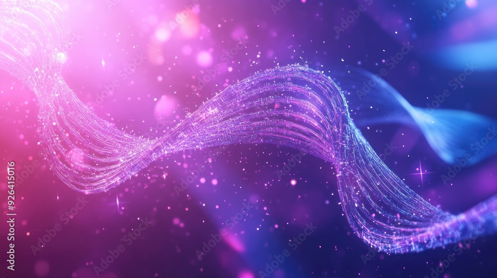Poster abstract science-themed background with flowing dna strands and geometric dynamics. ideal for medici