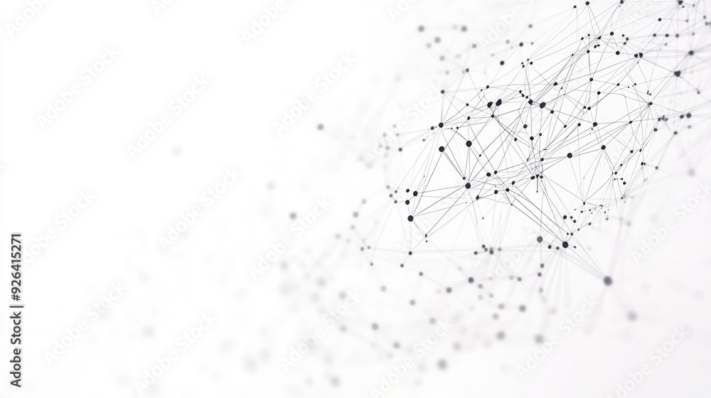 Poster abstract tech network featuring dots and lines on a white geometric background. ideal for concepts r