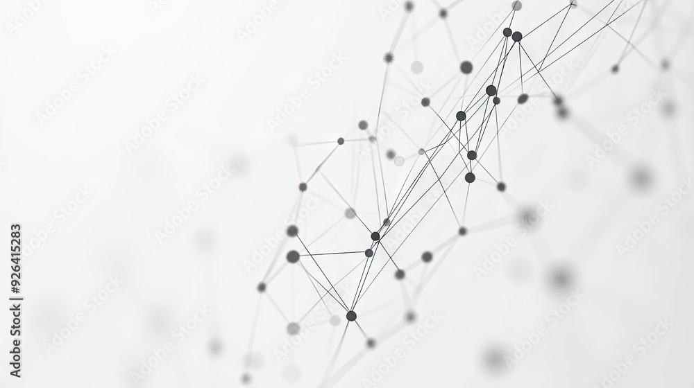 Poster abstract tech network featuring dots and lines on a white geometric background. ideal for concepts r