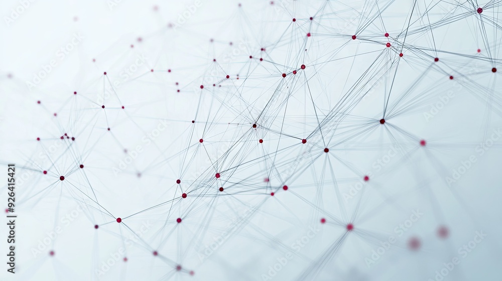 Poster abstract tech network with connection dots on a white background. plexus lines forming a digital web