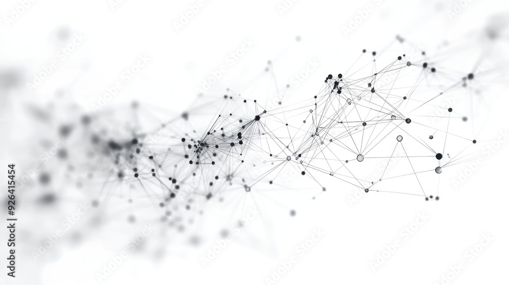 Poster abstract tech network with connection dots on a white background. plexus lines forming a digital web