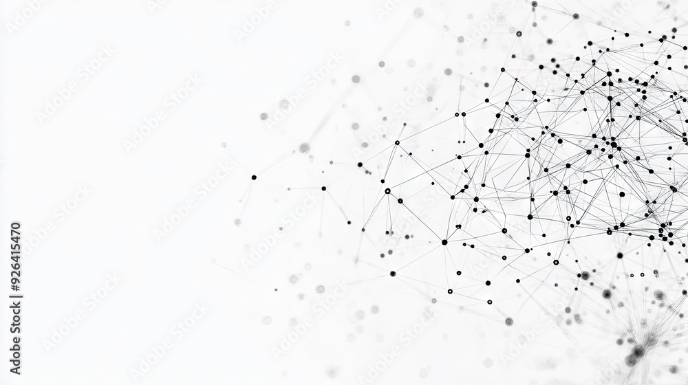 Poster abstract tech network with connection dots on a white background. plexus lines forming a digital web