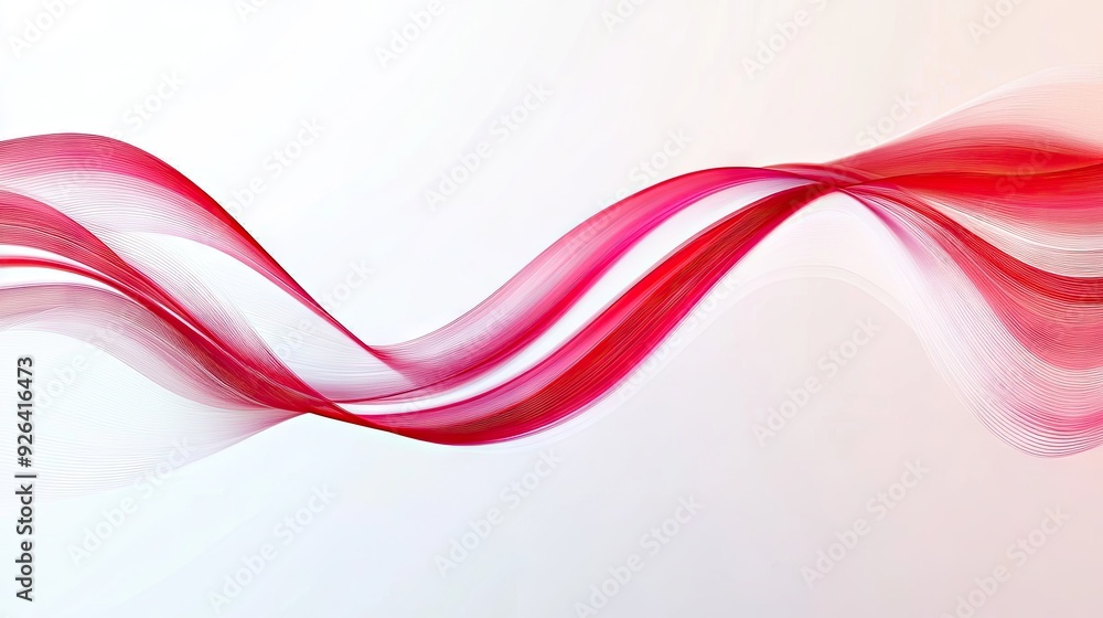 Poster abstract visual of red and white stripes flowing across a gradient white background. clean and conte
