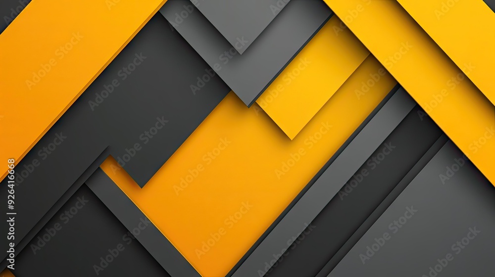 Fototapete abstract yellow-grey triangle arrow shapes create a visually striking geometric pattern on a sleek b