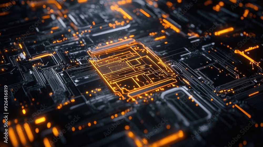 Poster ai design with electric circuits and digital textures. ideal for technology graphics, logo creation,