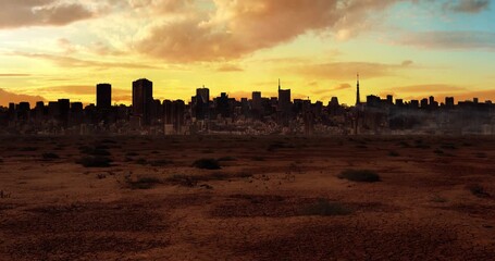 Time-lapse concept of a city at dawn