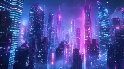 Fototapeta premium Cityscape of asian cyberpunk city at night