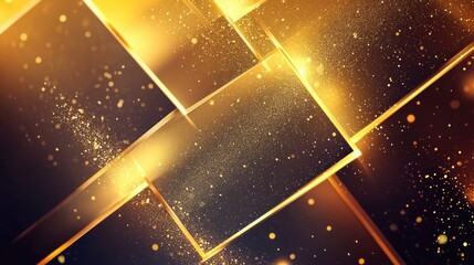 Obraz premium Beautiful abstract design with golden geometric shapes and a radiant golden gradient background, perfect for elegant and upscale graphic elements.