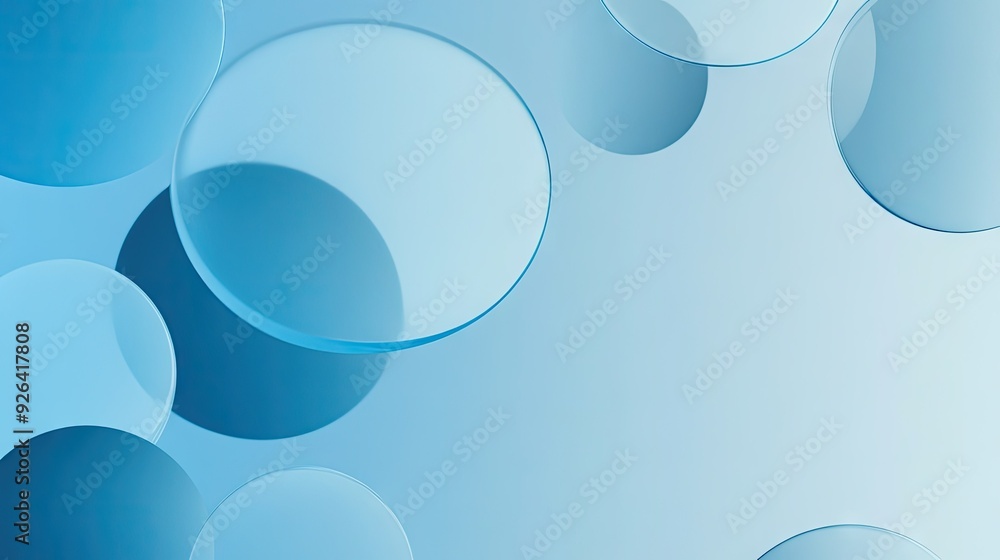 Poster blue gradient round shapes on a soft, clear background with simple neumorphism style. ideal for bann