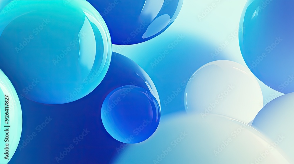 Poster blue gradient round shapes on a soft, clear background with simple neumorphism style. ideal for bann