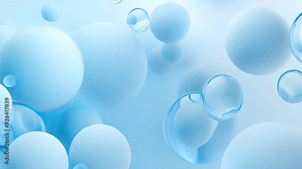Poster blue gradient round shapes on a soft, clear background with simple neumorphism style. ideal for bann