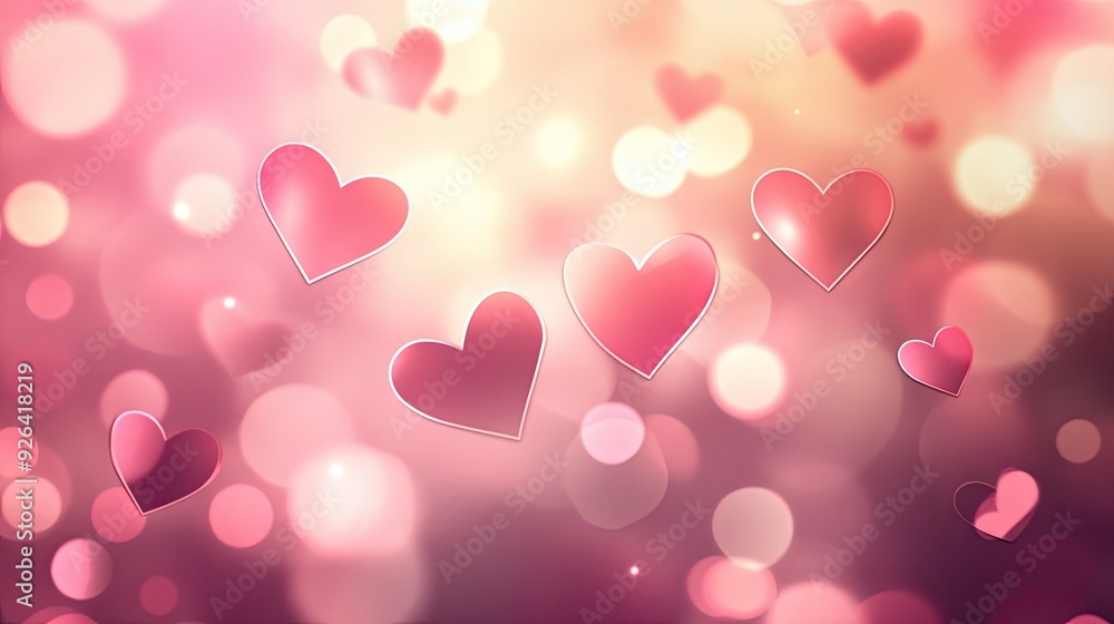Aufkleber blurred valentine's day background with soft pink and red tones, featuring subtle heart shapes and b
