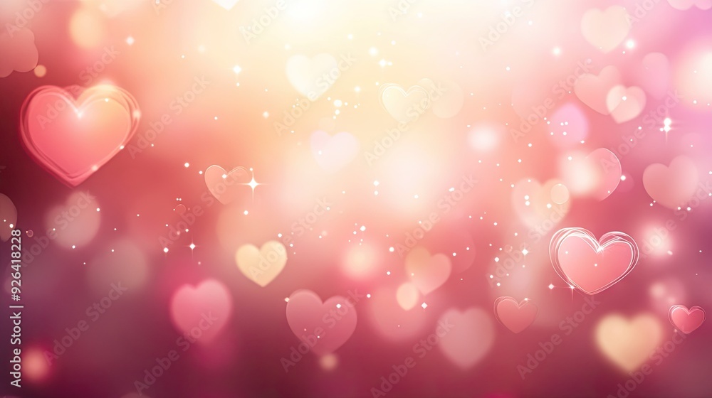 Aufkleber blurred valentine's day background with soft pink and red tones, featuring subtle heart shapes and b