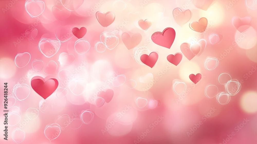 Aufkleber blurred valentine's day background with soft pink and red tones, featuring subtle heart shapes and b