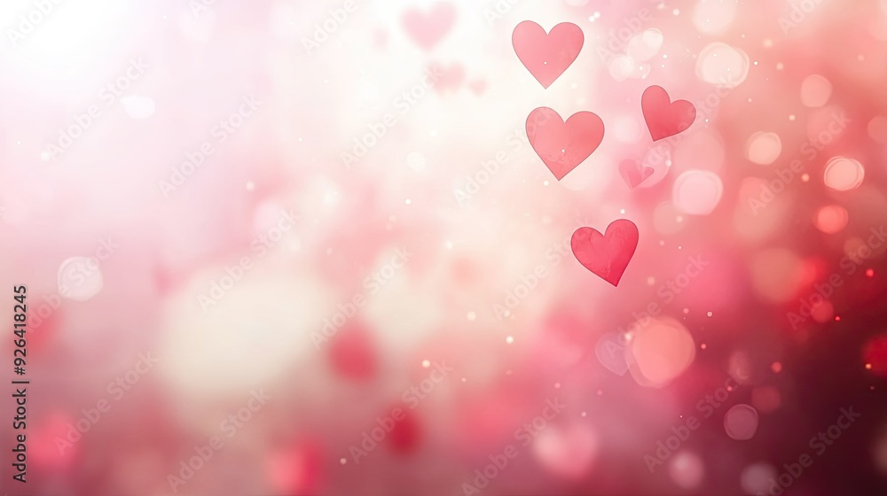 Aufkleber blurred valentine's day background with soft pink and red tones, featuring subtle heart shapes and b