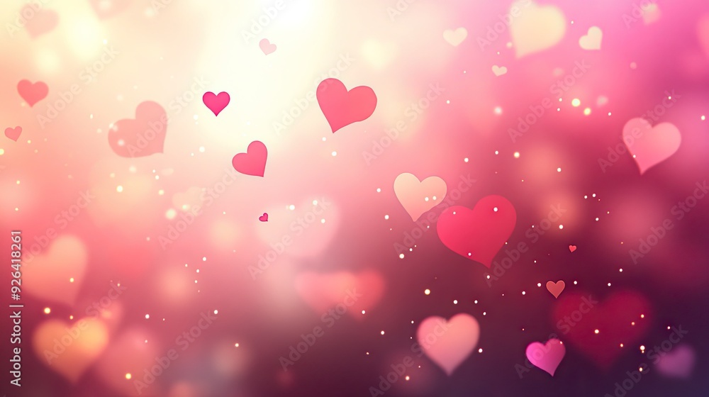 Aufkleber blurred valentine's day background with soft pink and red tones, featuring subtle heart shapes and b