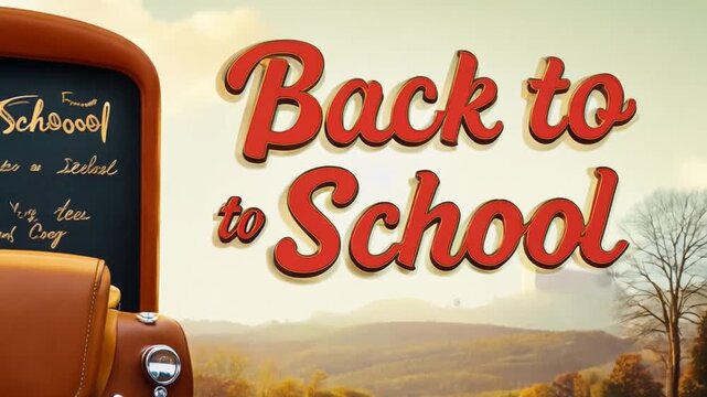 Back to School Road Trip With Vintage Car and Countryside View Generative AI