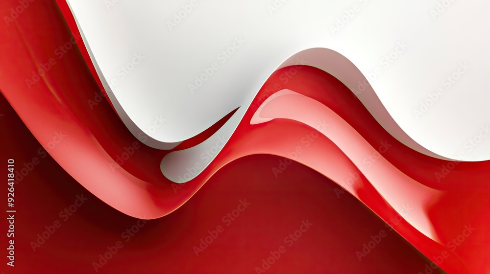 Poster bold and modern abstract template with red and white color blocks and curved shapes. ideal for creat