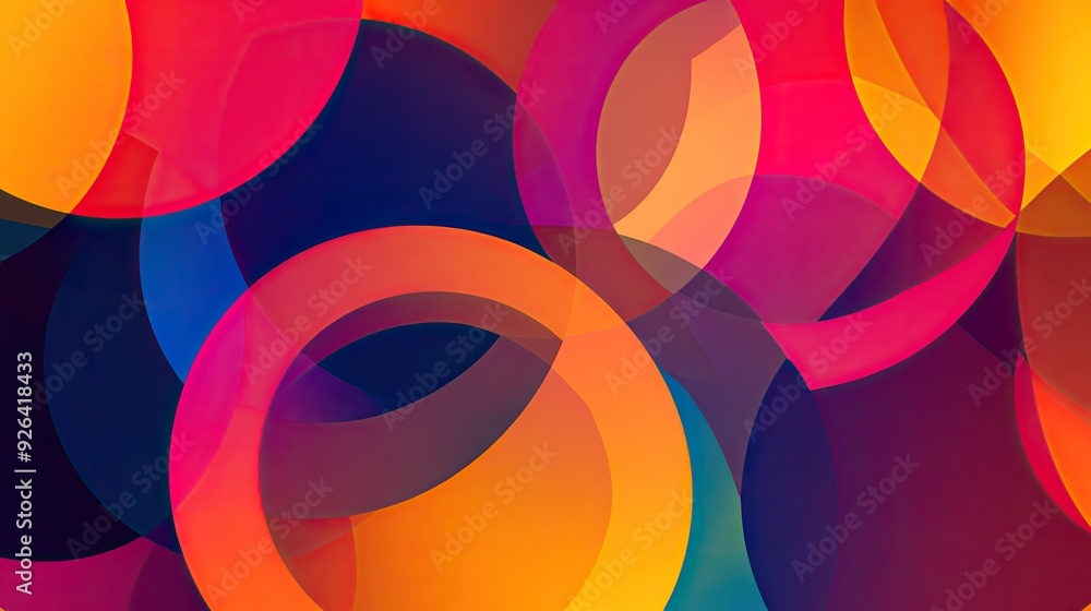 Poster bold and vibrant abstract background with intersecting circles in bright, contrasting colors. ideal 