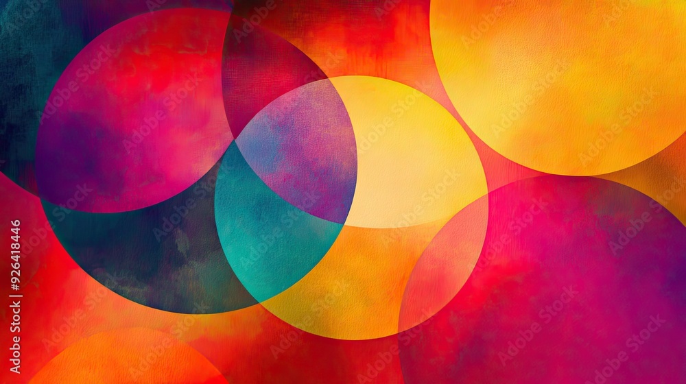 Poster bold and vibrant abstract background with intersecting circles in bright, contrasting colors. ideal 